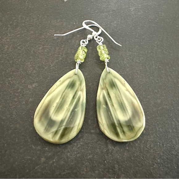 NEW Green Stone Earrings, Imperial Jasper, Peridot, Sterling, Prairie Ice - Picture 1 of 10